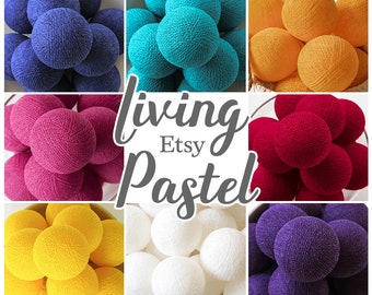 Custom Color Cotton Ball String Lights for Bedroom , Personalized Gift for Kids House Bed Lights Teepee Lights Dorm Decor Fairy Lights