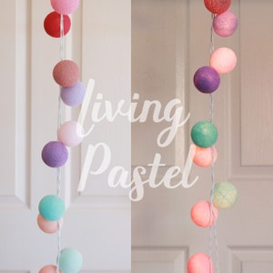 Cotton Ball String Lights for Bedroom Fairy Lights Girl Room   Gift Birthday Dorm Decor Mix Colors Garland