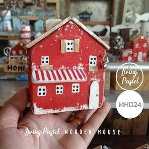 Personalized Christmas Village Cottage: Handmade Wooden Mini House with Rustic Charm