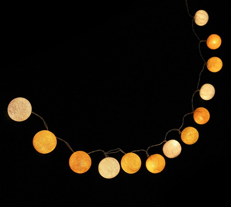 Yellow Tone Theme Cotton Ball Lights for Bedroom Fairy Lights Etsy