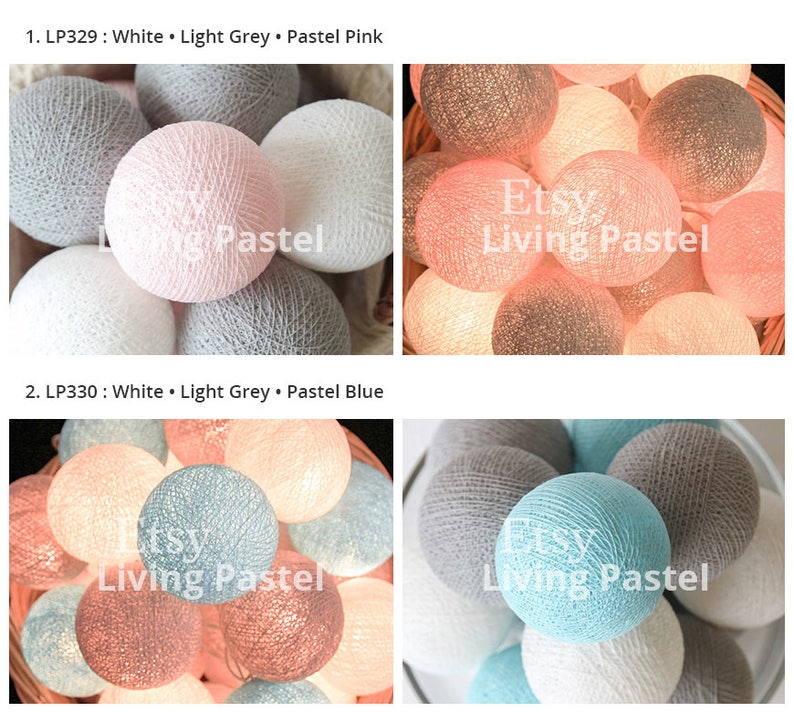 20 Cotton Ball String Lights for Bedroom Fairy Lights Nursery Etsy