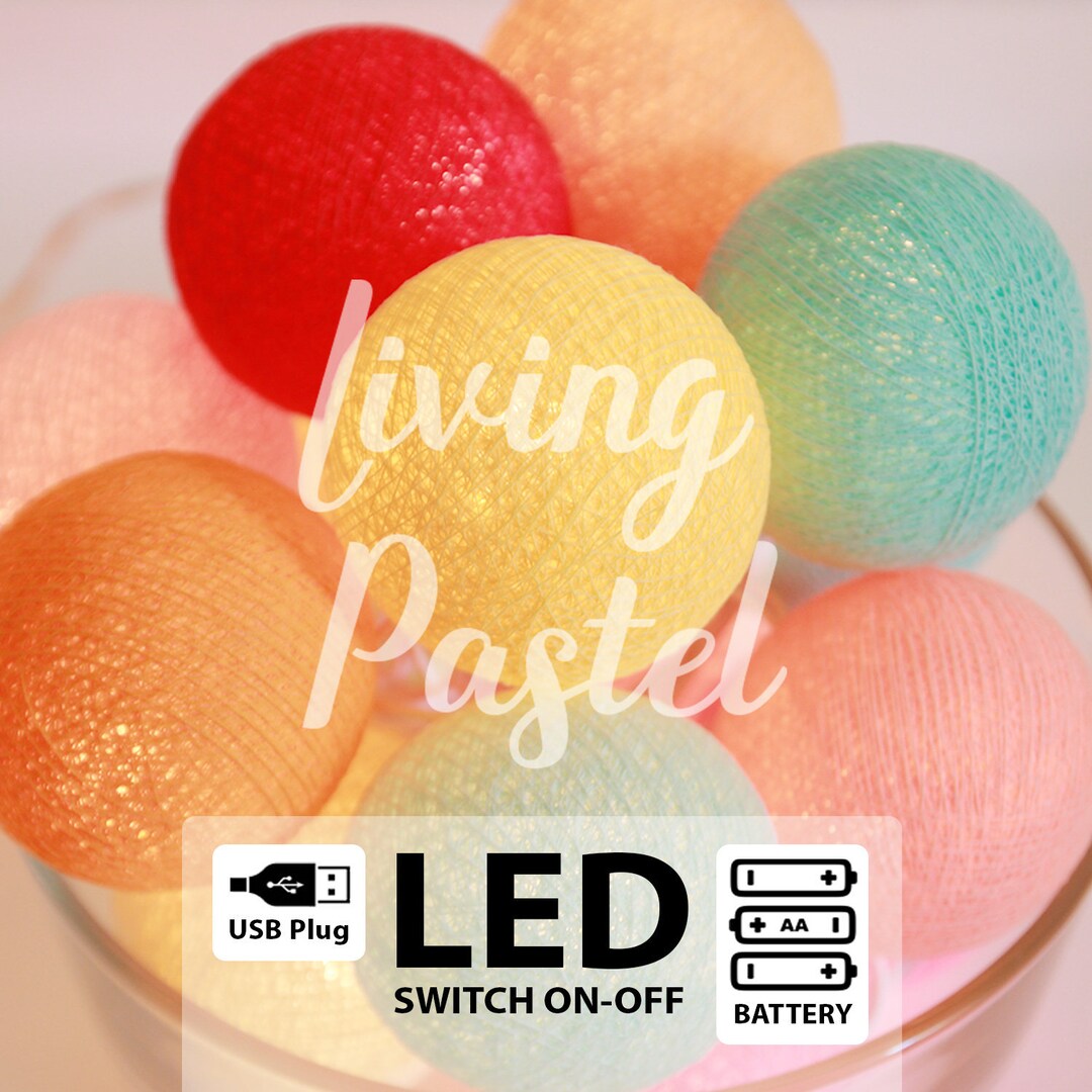 20 LED Usb/battery Cotton Ball Fairy Lights for Bedroom Kids Etsy