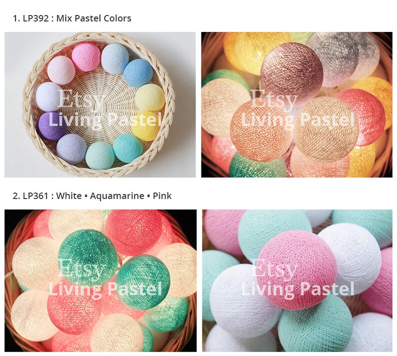 20 Cotton Ball String Lights for Bedroom Night Lights Nursery Etsy