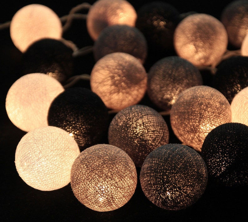 LED Cotton Ball String Lights for Bedroom Night Lights Kids Etsy