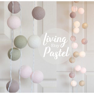 Milky White Light Pink Sage Green Soft Taupe Cotton Ball Lights for Bedroom Fairy Lights Dorm Decor