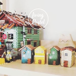Personalised Small wooden house, Driftwood Cottage Miniature House, Home Decor for mini wooden village, Tiny Rustic Home Decor handmade gift