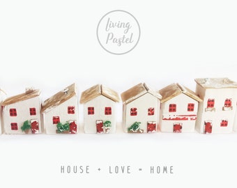 Little Driftwood Cottage: Handmade Christmas-Themed Home Decor from Recycled Wood, Wood Shelf Decor, Miniature House Village, Unique Gift