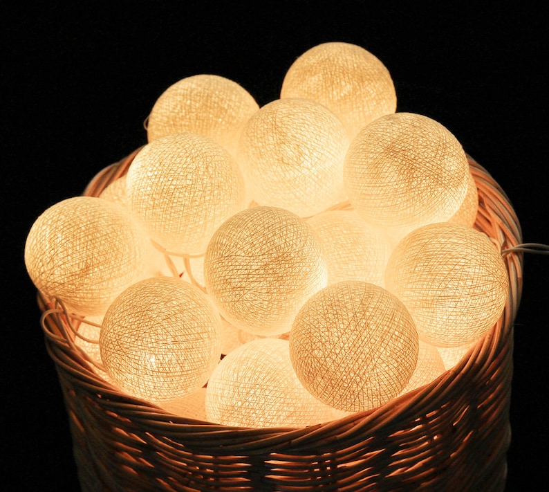 Guirlande lumineuse en coton crème pour chambre, guirlande lumineuse pour maison d'enfants, décoration de chambre d'enfant, lumières de tipi, veilleuses de baby shower, cadeau d'anniversaire image 2