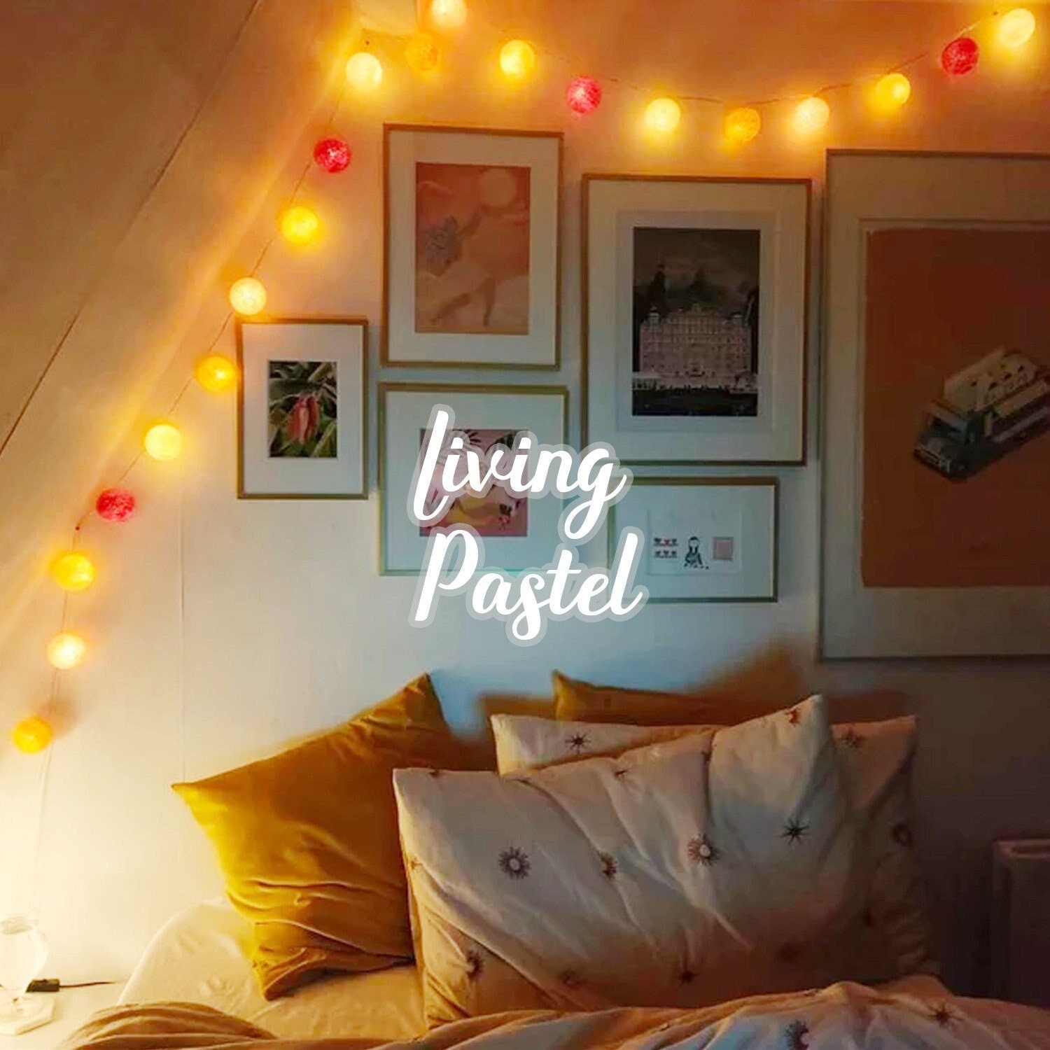 Custom Color Cotton Ball String Lights for Bedroom Baby Shower - Etsy