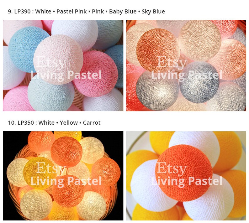 20 Cotton Ball String Lights for Bedroom Night Lights Nursery Etsy