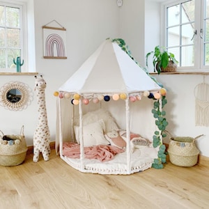 Custom Color Cotton Ball String Lights for Bedroom, Baby Shower, Teepee, Kids House Bed image 5