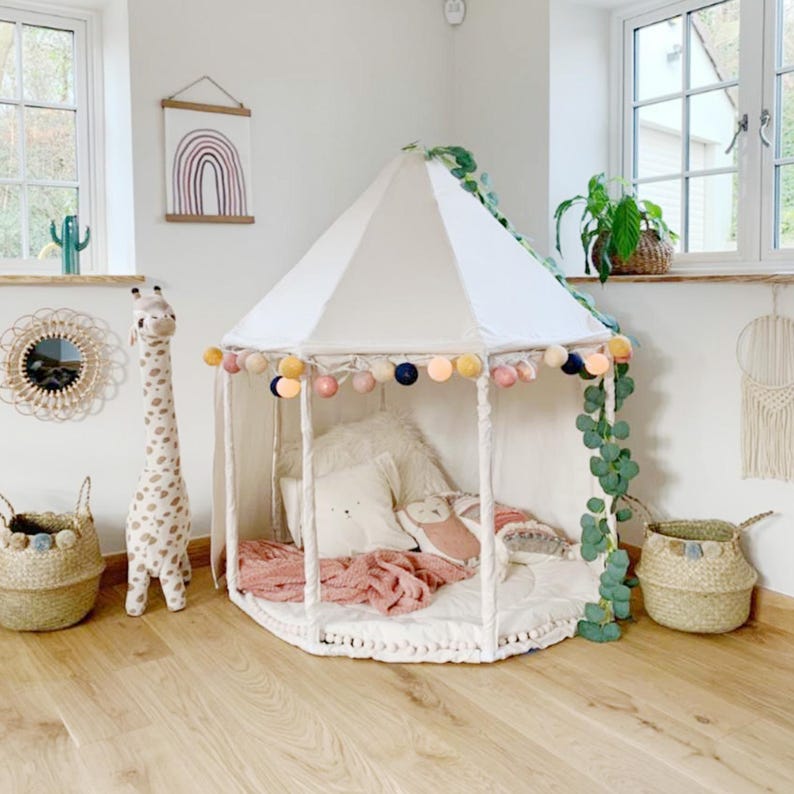 Custom Color Cotton Ball String Lights for Bedroom, Baby Shower, Teepee, Kids House Bed image 5