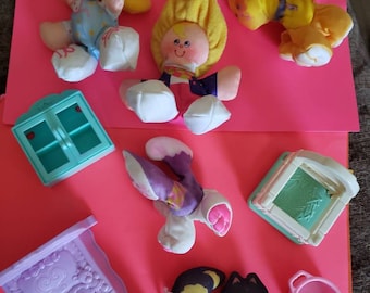 Fisher Price FP Vintage Smooshees Plush Plushie Stuffed Dolls Cats Kittens Toys 80s 1980s Collectibles Toys Pretend Play Doll Cat Toy