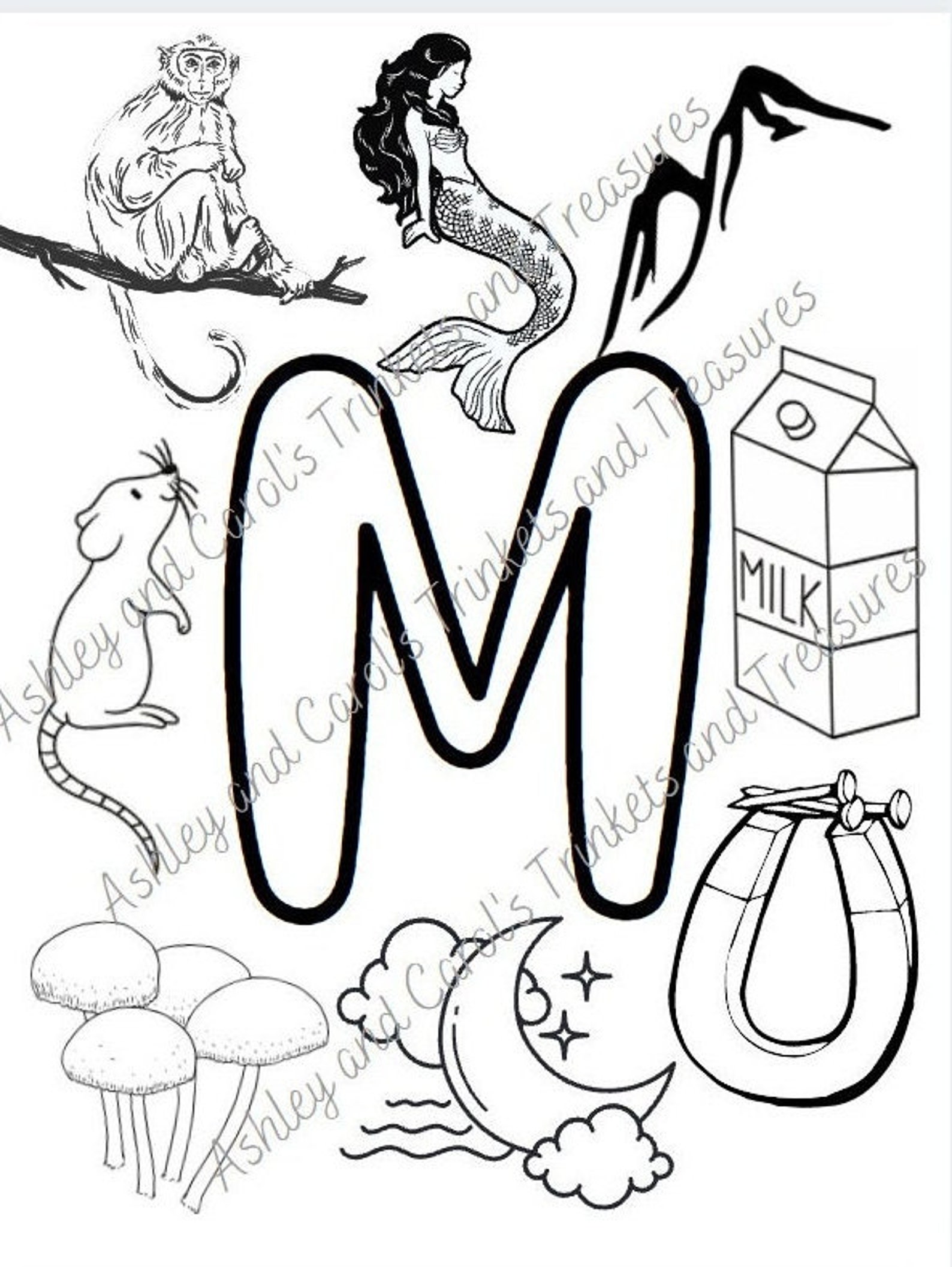 ABC 26 Letters Alphabet Learning Coloring Book Printable Digital