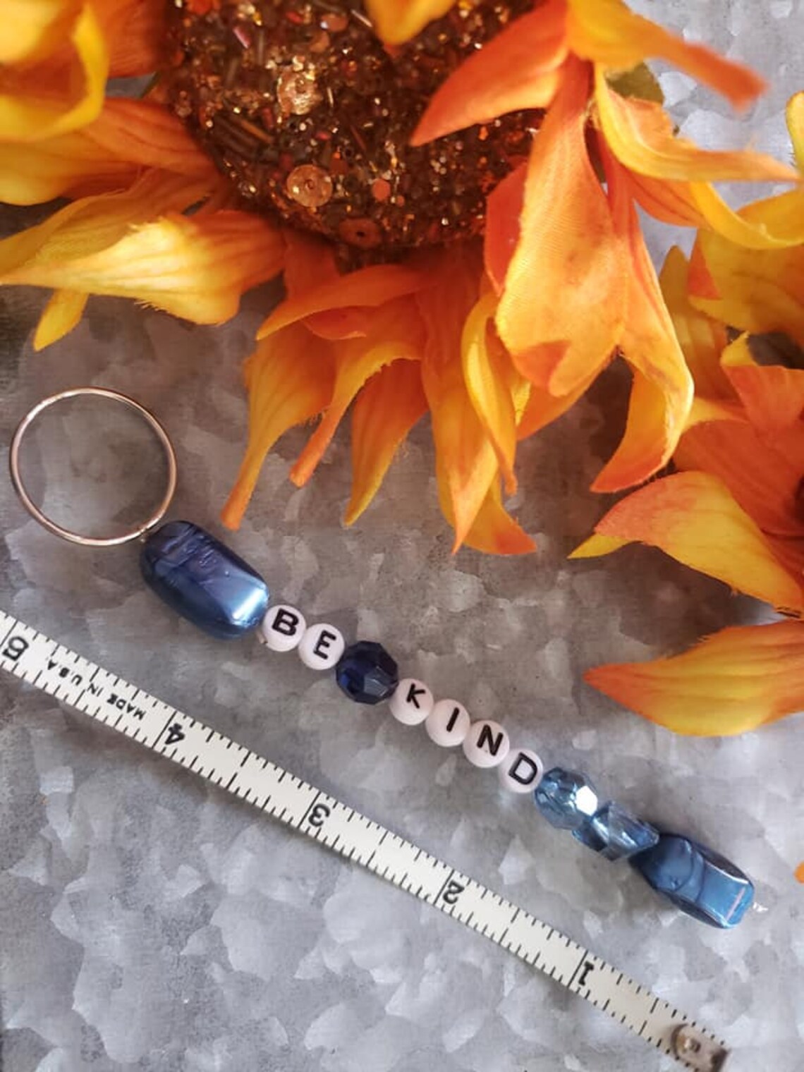 Letter Bead Beaded Keychain Keyring Be Kind Gift Etsy