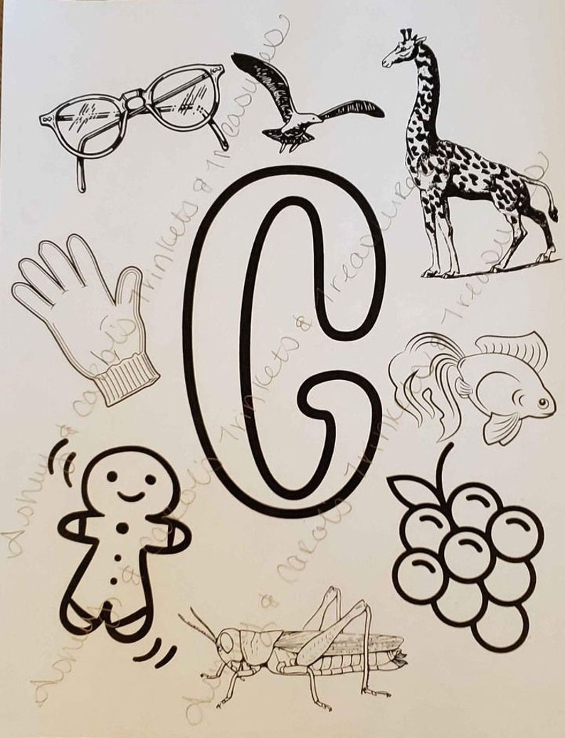ABC 26 Letters Alphabet Learning Coloring Book Printable Digital