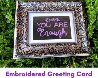 Embroidered Greeting Card, personalized, framable art  All-in-one-gift