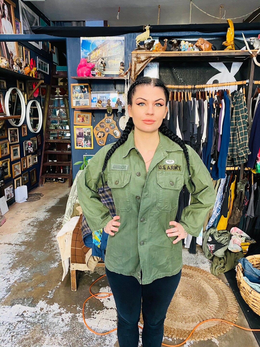 Vintage Army Hippie Shirt Etsy