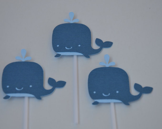 12 Whale Cupcake Topper Whale Baby Shower Cake Topper Under Etsy