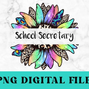 School Secretary png, School Secretary sublimation Retro Boho School Secretary digital download Office Staff School Design Clipart Printable