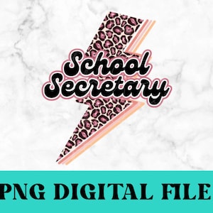 School Secretary png, School Secretary lighting bolt sublimation Retro Boho School Secretary digital download Office Staff School Design