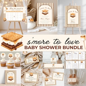 Smore To Love Baby Shower Invitation Bundle Campfire Marshmallow Baby Shower Games Gender Neutral Self Editable Gender Neutral