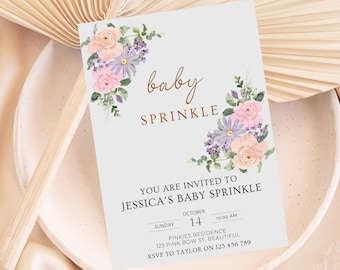 Baby Sprinkle Invite Baby Shower Invitation Sprinkle With Love Baby Shower Invite Printable Baby Evite Instant Download Wildflower Baby Girl