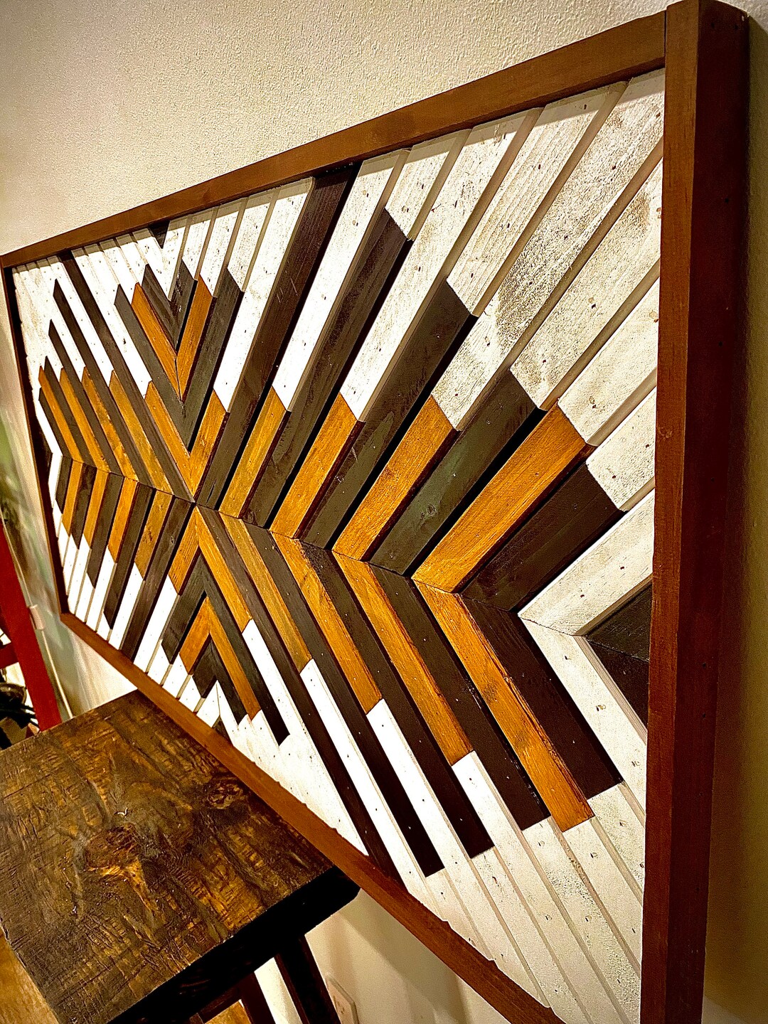 24x48 Geometric Wood Wall Art, Large Wood Wall Hanging, Boho Wood Art