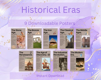 Utskrivbara historiska posters | Digital nedladdningsbar serie: Utforska historiska epoker
