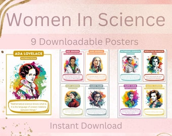 Inspiring Women in Science Digital Poster Set | Set of 9 | Female Scientists Quotes | Instant Download
