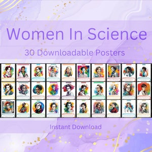 Set di poster digitali "Donne ispiratrici nella scienza" / Set di 30 / Citazioni di scienziate / Decorazioni per aule STEM / Stampabili / Download digitale