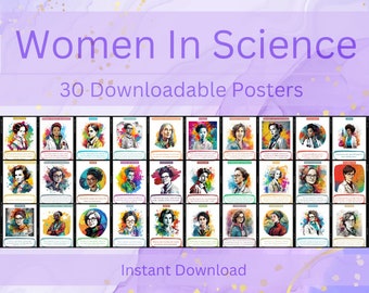 Inspiring Women in Science Digital Poster Set | Set of 30 | Female Scientists Quotes | STEM Classroom Decor | Printable | Digital Download
