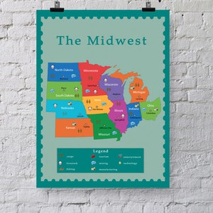 Printable USA Geography Posters | Different Regions | Classroom Decor | Geography Print