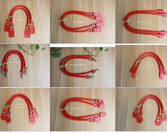 Bright Red Micro-fiber PU Leather Straps Short Handles Handbag Part Portable Belts A Pair Multi-color Metal