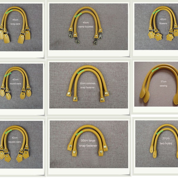 Yellow Micro fiber Leather Straps Handles Handbag Parts A Pair Portable Multi-metal