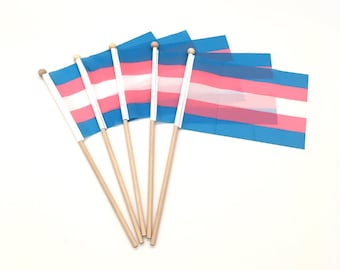 Drapeau à main trans bâton en bois durable LGBTQ