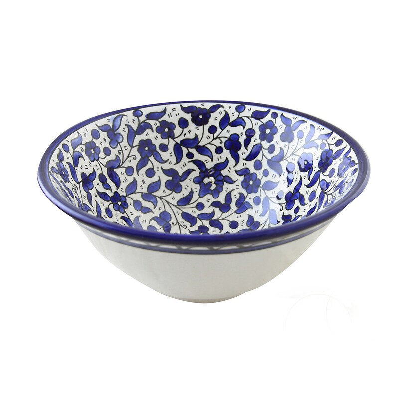 Handmade Floral Serving Bowl salad Bowl Ceramic Palestinian Etsy UK