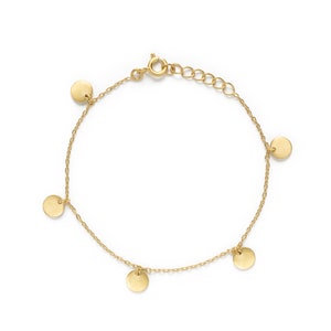 Sterling Silver 18K Gold Plating Bracelet with Mini Charm, Mini Hanging Coin Bracelet #giftsthatgiveback Handmade Ethically Made Fair Trade
