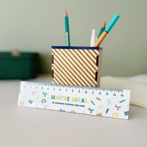 Regla personalizada para profesor – Regalo de fin de curso – Plexiglás de color con nombre y año del niño grabados