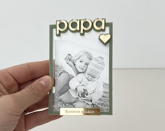 Personalized Dad Photo Magnet Gift – Father's Day Gift – Magnetic plexiglass with name or sweet message + 6x9 cm photo slot