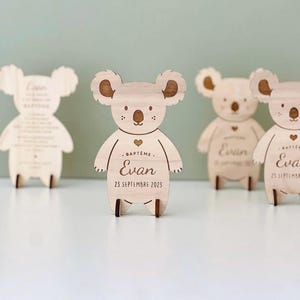 Anuncio de nacimiento de koala: tarjeta de madera personalizada para bebé | Anuncio original y único