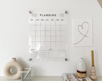 Transparent Plexiglas Wall Planner | Erasable Monthly Calendar | Minimalist Design Organizer