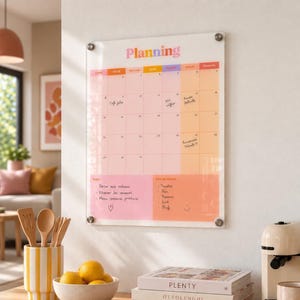 Erasable monthly wall planner | Color block family organizer | Personalized home organization board
