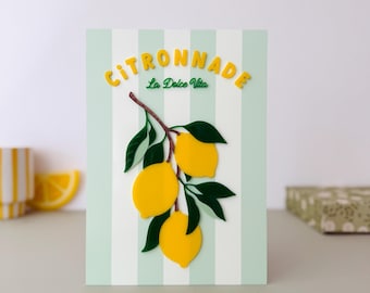 Plexiglas poster "Citroenen en groene strepen" - Keuken- of woonkamerdecoratie | Handgemaakte fruitige zomerposter | Print Your Love