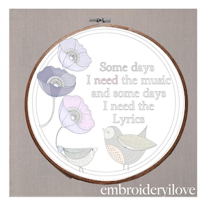 Hand Embroidery printed Fabrics - to fit a 6 & 8 Inch Hoop
