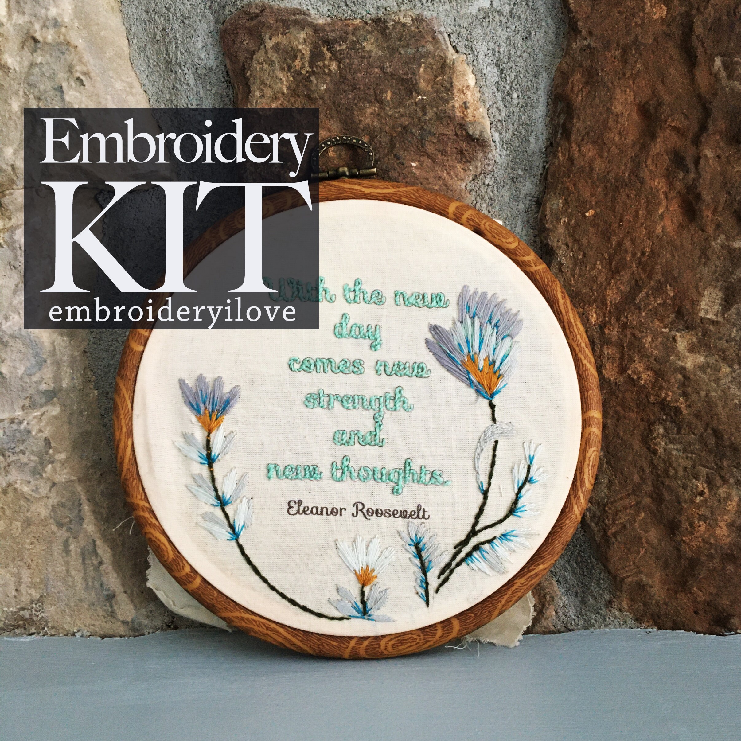 Hand Embroidery Kit perfect for beginners Full Embroidery Kit with Embroidery Hoop With The new day comes new thoughts