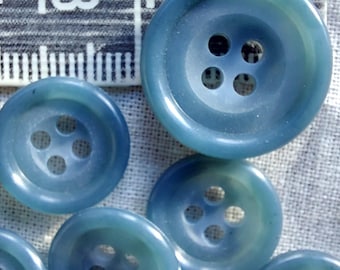 Lot De 37 Boutons Vintage Bleu Foncé Mat Effet Martelé - Diamètre Trou 1,4 Cm - France