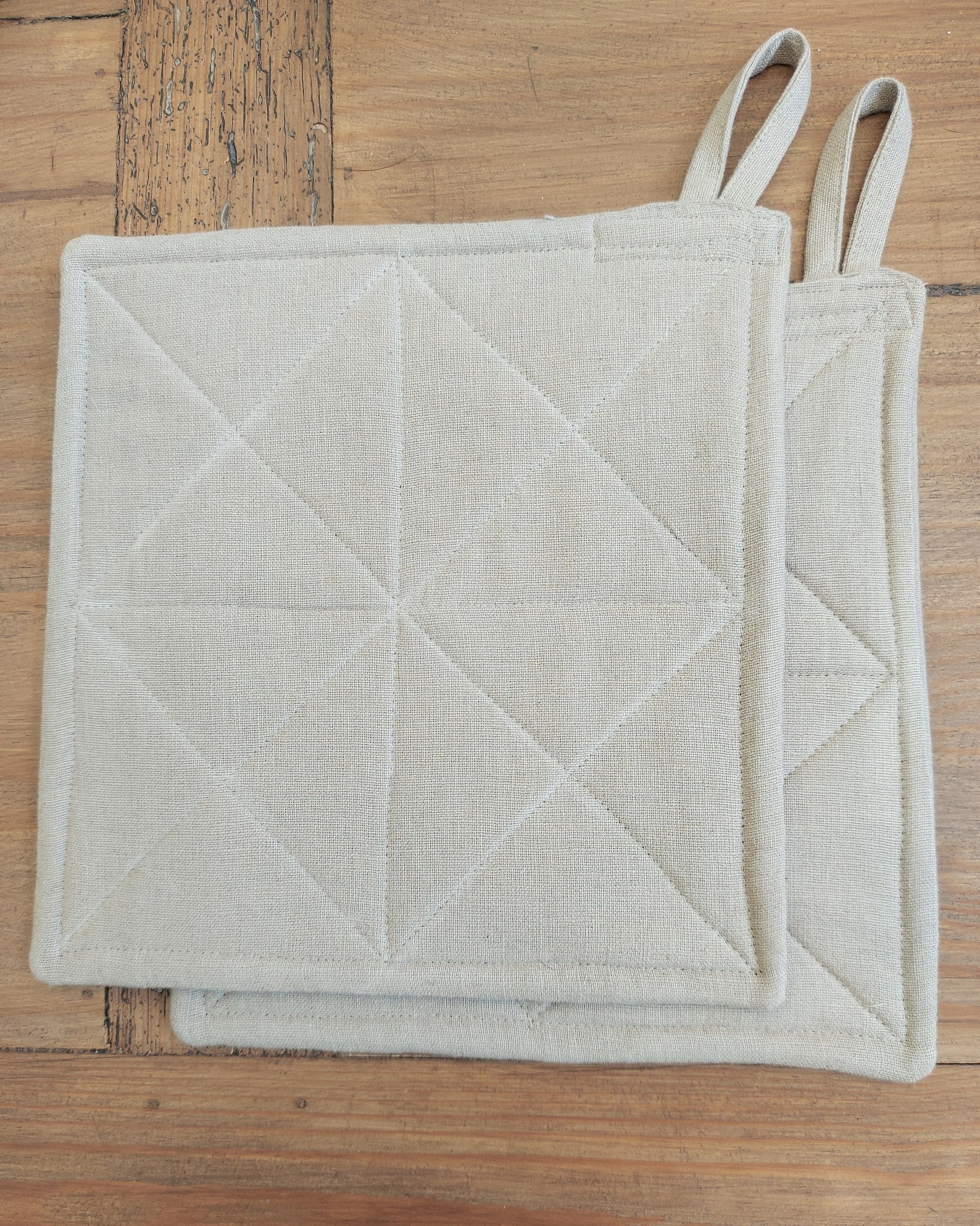 Set of 2 Pot Holders Linen Potholder in Neutral Tones Oven Etsy UK