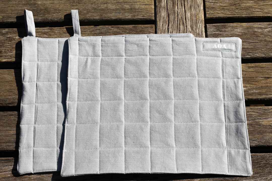 Set of 2 Pot Holders Linen/cotton Potholder in Neutral Tones Etsy