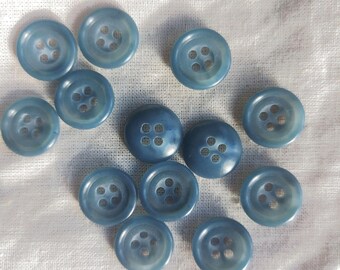 Lot De 37 Boutons Vintage Bleu Foncé Mat Effet Martelé - Trou 1,4 Cm, Référence 3229, Origine France